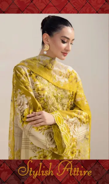 Pakistani Original Adan's Libas Ready to wear Stitched 3Pcs _ Olive 